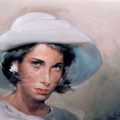 Dona amb barret blanc - 8x55 cm 